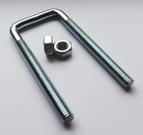 110mm X 45mm X M10 Bright Zinc Plated Steel Square U Bolt & 2 Nuts ...